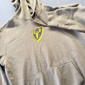 Shield Mens XL Olive Brown Deer Antler Shield Graphic Pullover Hoodie Sweatshirt